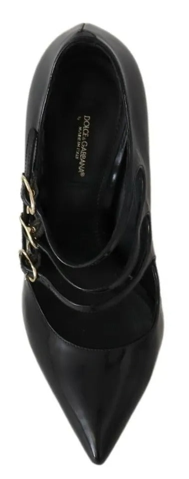 حذاء دولتشي آند غابانا بكعب عالٍ وحزام للكاحل من الجلد الأسود