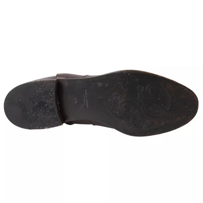 Dolce &amp; Gabbana Braune Leder AMORE Flats Ankle Boots Schuhe