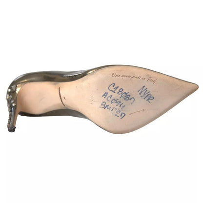 Dolce &amp; Gabbana Bronze Leder verziert Heels Pumps Schuhe