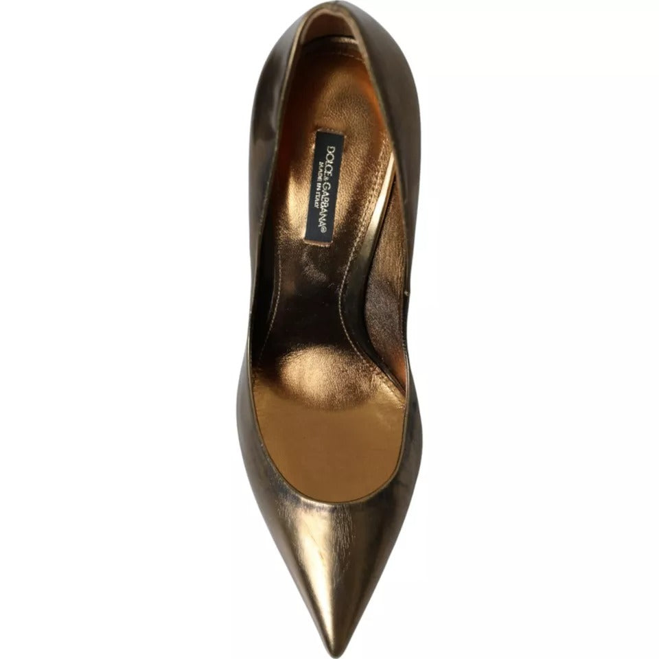 Dolce &amp; Gabbana Bronze Leder verziert Heels Pumps Schuhe