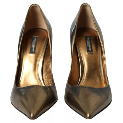 Dolce &amp; Gabbana Bronze Leder verziert Heels Pumps Schuhe