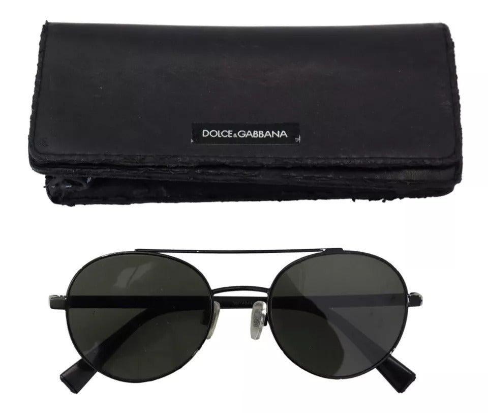 Dolce &amp; Gabbana Sonnenbrille DG2245, mattschwarzer Stahlrahmen, grüne Gläser