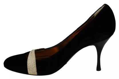 Dolce &amp; Gabbana Schwarze Samt Ayers High Heels Pumps Schuhe