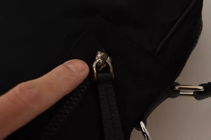 Dolce &amp; Gabbana – Schwarze Messenger-Umhängetasche aus Nylon und Leder mit DG-Logo-Aufnäher