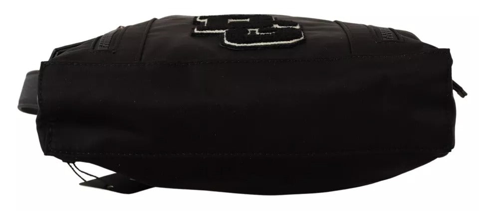 Dolce &amp; Gabbana – Schwarze Messenger-Umhängetasche aus Nylon und Leder mit DG-Logo-Aufnäher