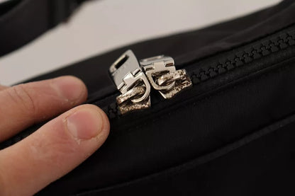 Dolce &amp; Gabbana – Schwarze Messenger-Umhängetasche aus Nylon und Leder mit DG-Logo-Aufnäher