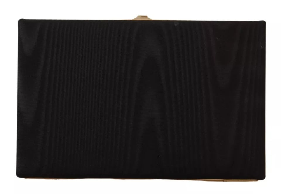 Dolce &amp; Gabbana Clutch aus schwarzer Seide mit Goldrahmen, Abendtasche