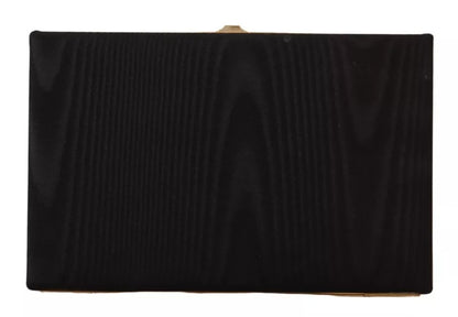 Dolce &amp; Gabbana Clutch aus schwarzer Seide mit Goldrahmen, Abendtasche