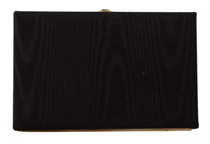 Dolce &amp; Gabbana Clutch aus schwarzer Seide mit Goldrahmen, Abendtasche