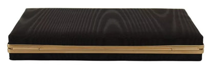 Dolce &amp; Gabbana Clutch aus schwarzer Seide mit Goldrahmen, Abendtasche