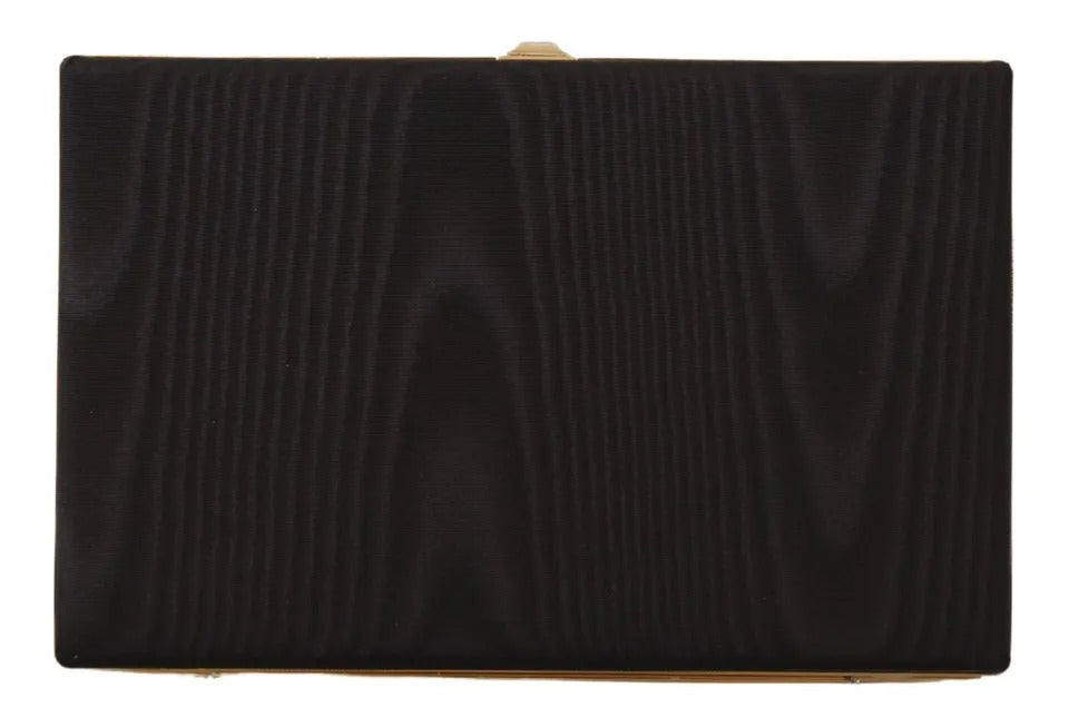 Dolce &amp; Gabbana Clutch aus schwarzer Seide mit Goldrahmen, Abendtasche