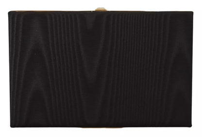 Dolce &amp; Gabbana Clutch aus schwarzer Seide mit Goldrahmen, Abendtasche