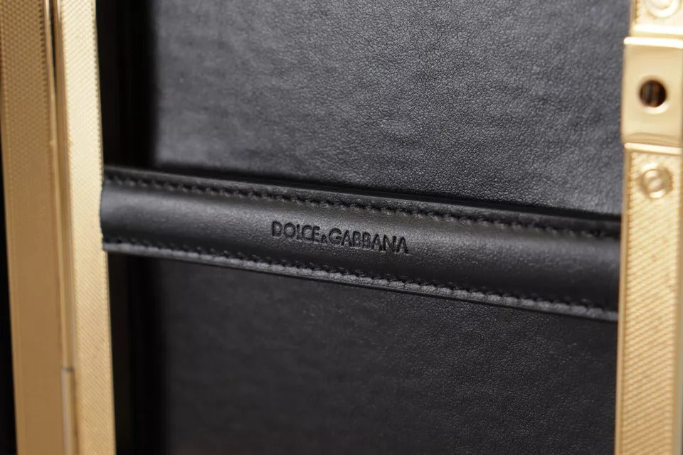 Dolce &amp; Gabbana Clutch aus schwarzer Seide mit Goldrahmen, Abendtasche