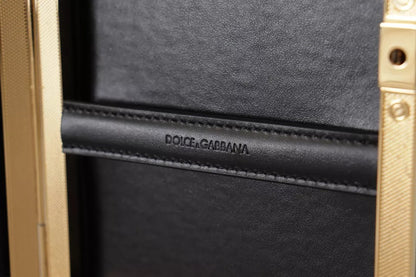 Dolce &amp; Gabbana Clutch aus schwarzer Seide mit Goldrahmen, Abendtasche