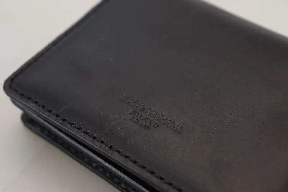 Dolce &amp; Gabbana Damen-Geldbörse aus schwarzem Leder mit zweifacher Schulterriemen