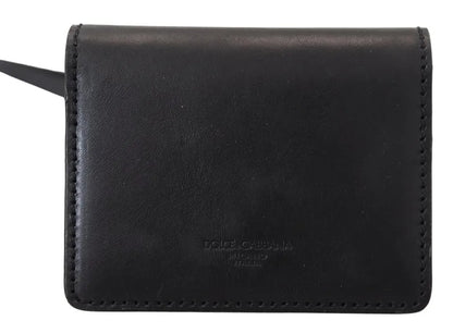 Dolce &amp; Gabbana Damen-Geldbörse aus schwarzem Leder mit zweifacher Schulterriemen