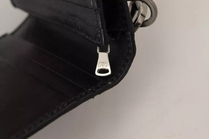 Dolce &amp; Gabbana Damen-Geldbörse aus schwarzem Leder mit zweifacher Schulterriemen