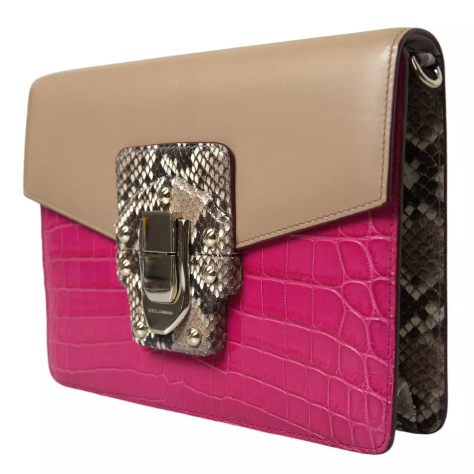 Dolce &amp; Gabbana – Mehrfarbige Schultertasche LUCIA aus Leder