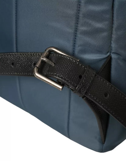 Dolce &amp; Gabbana Blauer Nylon-Rucksack mit #DGFamily-Patch für Herren
