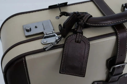 Dolce &amp; Gabbana Braun Beige Leder Herren Reisekoffer Gepäcktasche