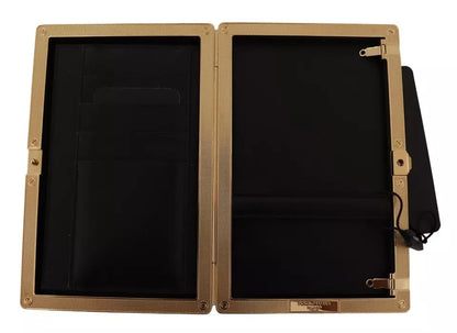 Dolce &amp; Gabbana Clutch aus rosa Seide mit Goldrahmen, Abendtasche für Partys