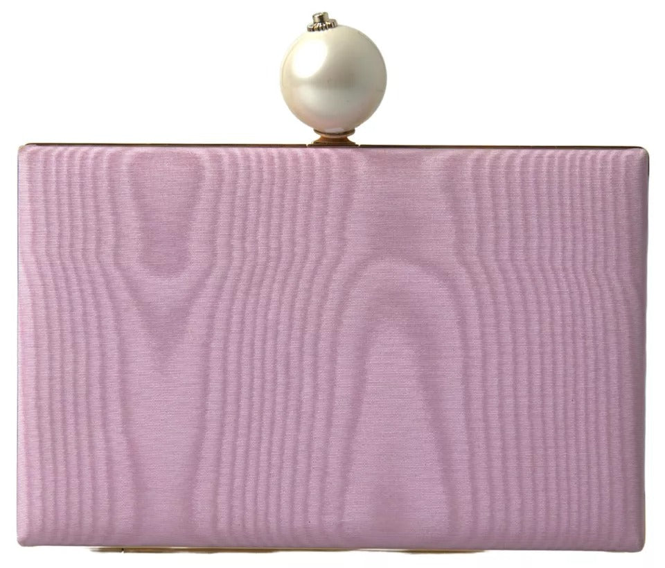 Dolce &amp; Gabbana Clutch aus rosa Seide mit Goldrahmen, Abendtasche für Partys