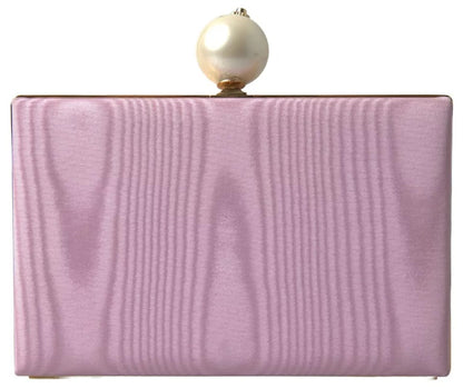 Dolce &amp; Gabbana Clutch aus rosa Seide mit Goldrahmen, Abendtasche für Partys
