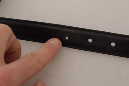 Dolce &amp; Gabbana – Schwarzer Gürtel aus Kalbsleder mit Vintage-Logo und Metallschnalle