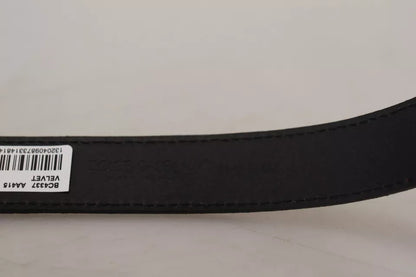 Dolce &amp; Gabbana – Beigefarbener Gürtel aus Samtleder mit goldfarbener Metallschnalle