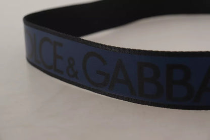 Dolce &amp; Gabbana Gürtel mit Logo-Print und silberner Schnalle, blau/schwarz
