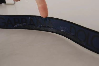 Dolce &amp; Gabbana Gürtel mit Logo-Print und silberner Schnalle, blau/schwarz