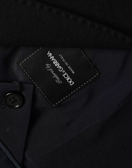 Dolce &amp; Gabbana – Blauer, einreihiger Blazer aus Wolle mit Kerbe