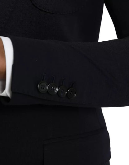 بليزر دولتشي آند غابانا أزرق من الصوف بفتحة صدر واحدة