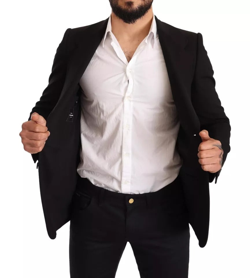 جاكيت بليزر من دولتشي آند غابانا، أسود، بقصة ضيقة من الصوف