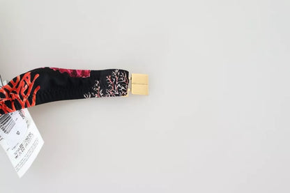 Dolce &amp; Gabbana Schwarz Korallen Print Badeanzug Beachwear Bikini Top