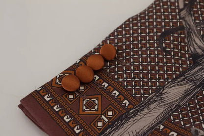 جاكيت بليزر حريري ضيق بطبعة قرد برونزية من دولتشي آند غابانا