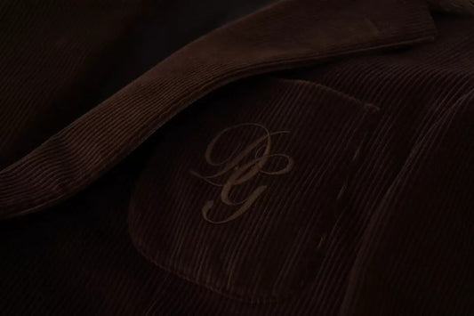 Dolce &amp; Gabbana – Brauner Cord-Slim-Fit-Mantel mit DG-Logo-Blazer