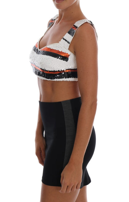 Dolce &amp; Gabbana – Stretch-Bustier-Oberteil mit mehrfarbigen Pailletten