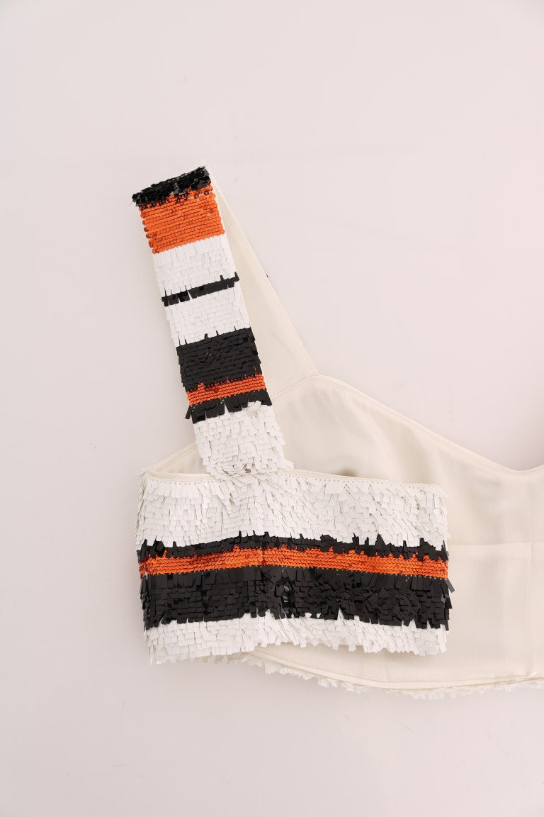 Dolce &amp; Gabbana – Stretch-Bustier-Oberteil mit mehrfarbigen Pailletten