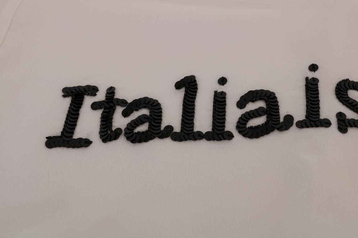 Dolce &amp; Gabbana Weiße Seidenbluse „Italia Is Love“
