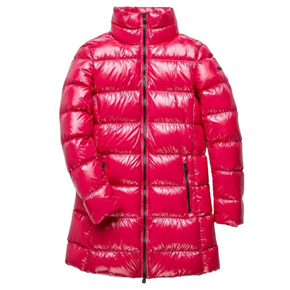 Refrigiwear – Lange Daunenjacke mit Schimmer in Fuchsia