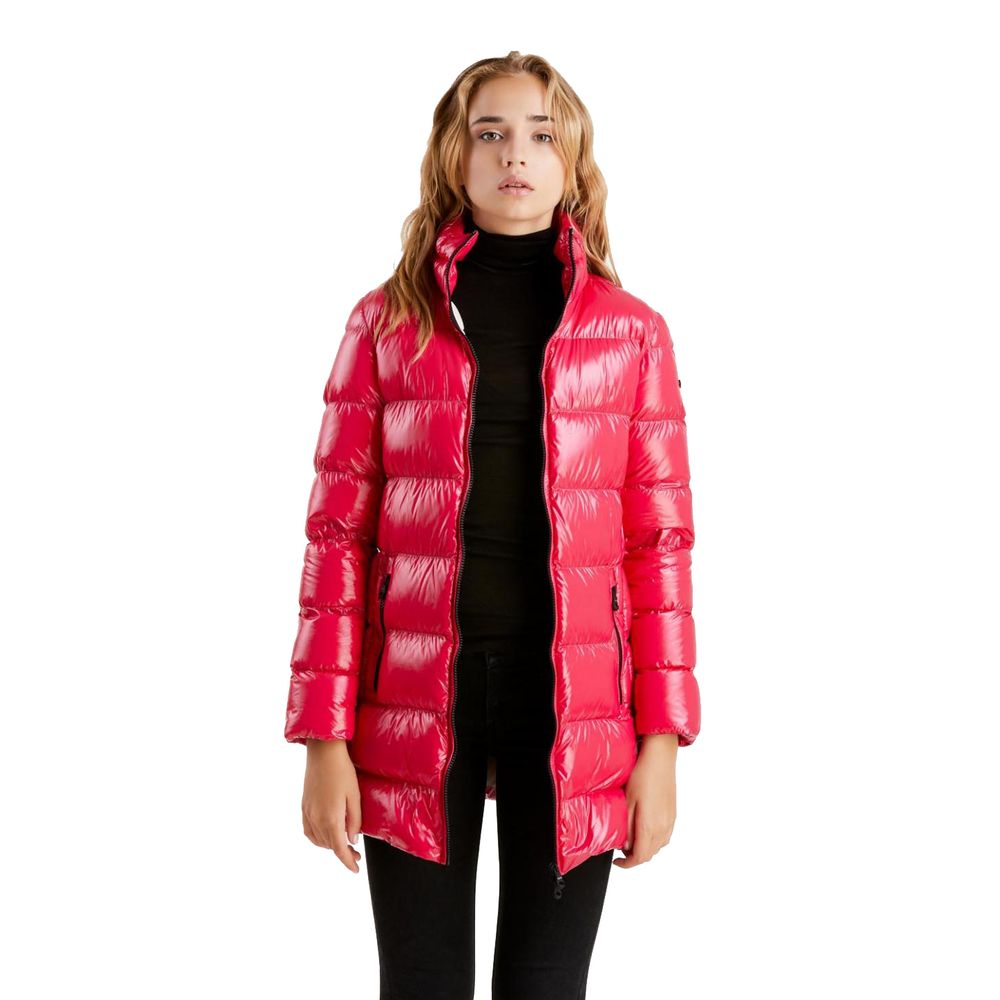 Refrigiwear – Lange Daunenjacke mit Schimmer in Fuchsia