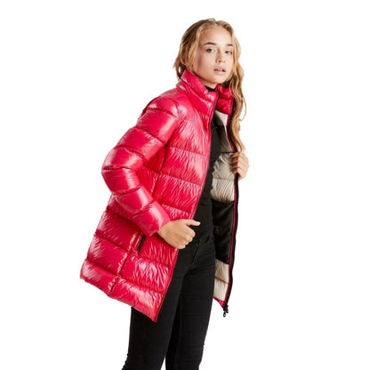 Refrigiwear – Lange Daunenjacke mit Schimmer in Fuchsia