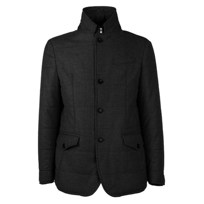 Schwarze Herrenjacke aus Wolle mit Kaschmir-Touch, Made in Italy