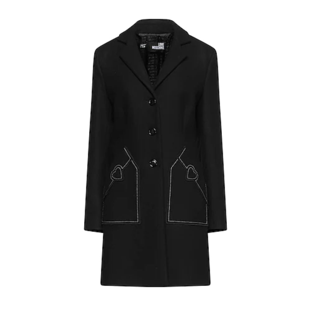 Love Moschino Schwarzer Wollmantel für Damen