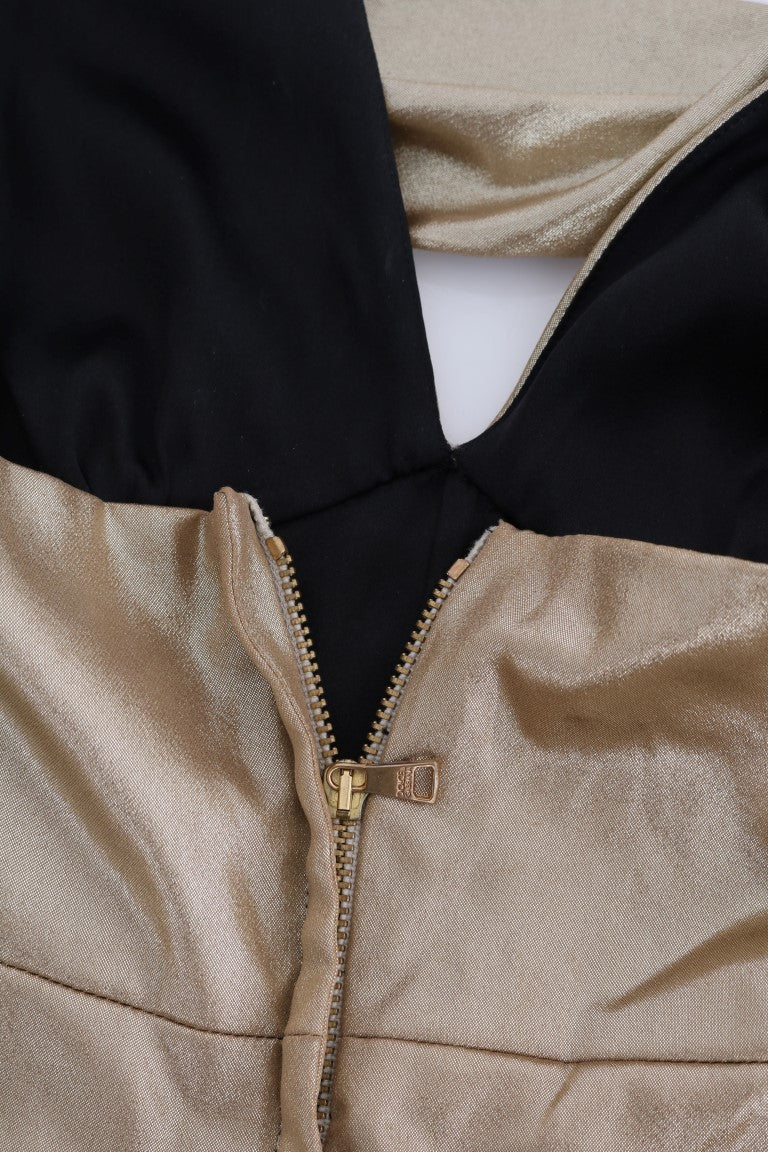 Dolce &amp; Gabbana – Strampler-Body aus goldener Seide und Stretch