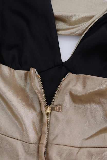 Dolce &amp; Gabbana – Strampler-Body aus goldener Seide und Stretch