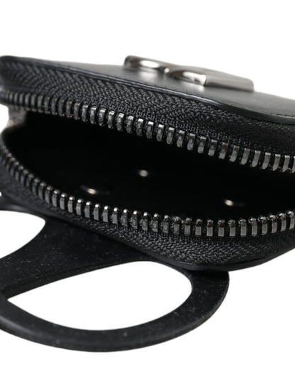 Dolce &amp; Gabbana – Geldbörse mit DG-Logo aus schwarzem Kalbsleder und Schlüsselband