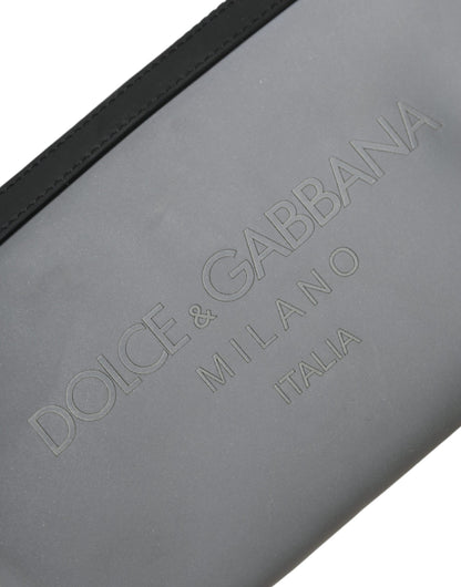 Dolce &amp; Gabbana – Gürteltasche aus Neopren mit Logo und Reißverschluss in Grau