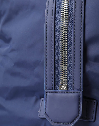 Dolce &amp; Gabbana – Blaue Nylon-Umhängetasche aus Kalbsleder